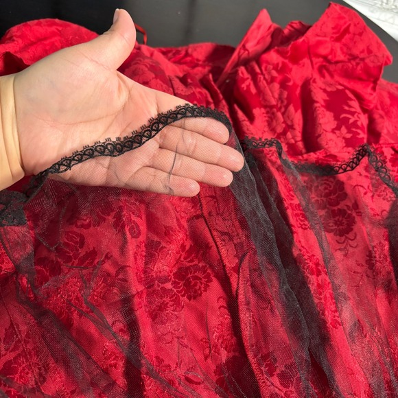 Vintage Gunne Sax Red Brocade Off Shoulder Bow Dress Sz 9/10 Prom Hoco Pageant - Picture 8 of 12